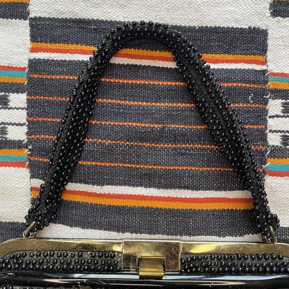 Vintage 40’s/50’s Corde Bead Handbag. Black Beaded With Gold Hardware. Rare. - Picture 6 of 16